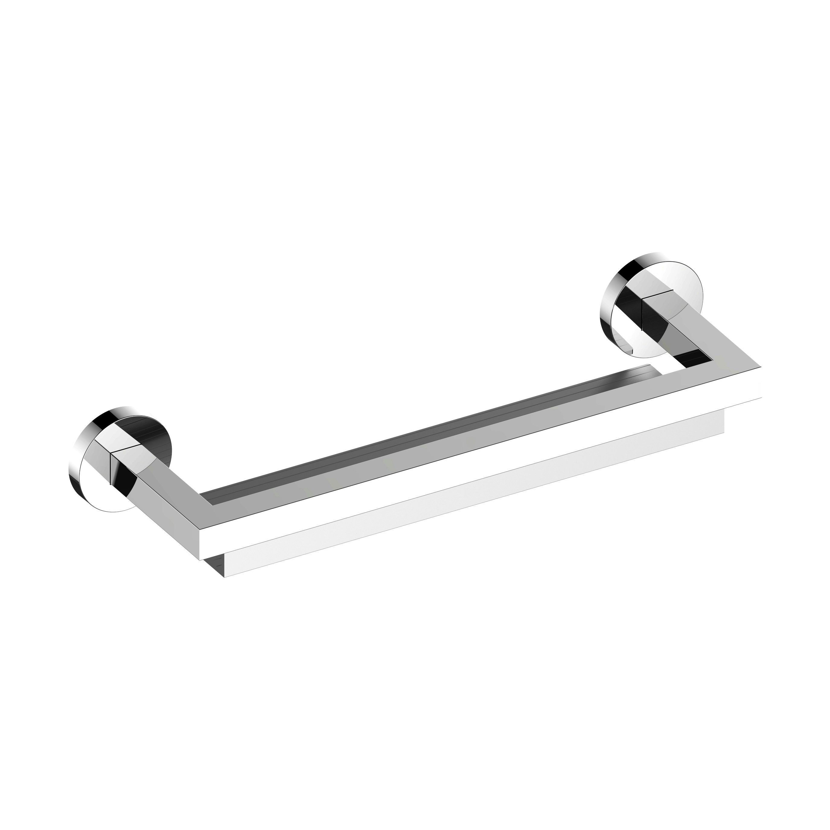 Keuco Duschablage Edition 90 mit Glasabzieher und Klebeset, Set, 40 cm, aus eloxiertem Aluminium und verchromtem Metall, Wandmontage