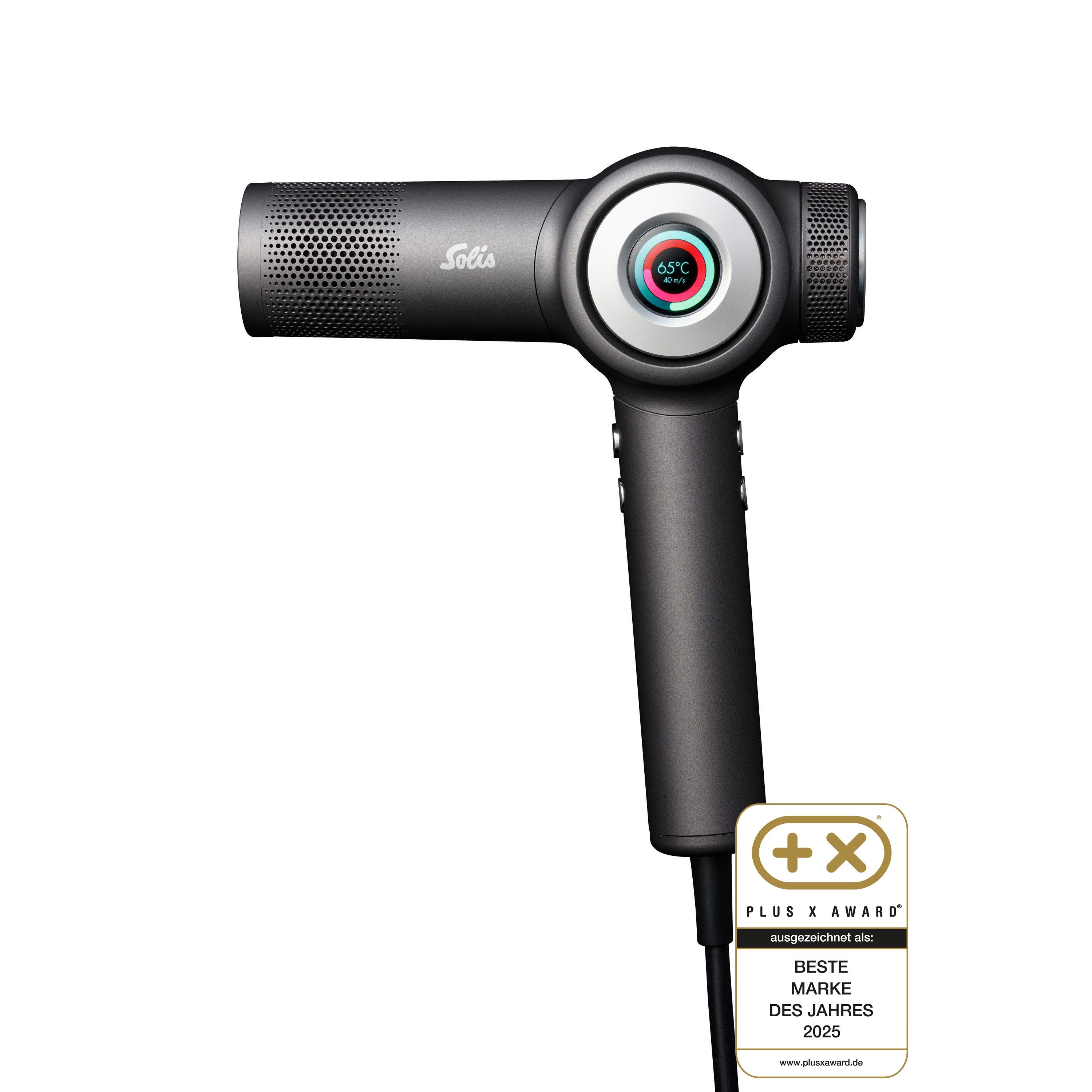 SOLIS OF SWITZERLAND Haartrockner Airvolution, Typ 3804, 1600 W, Kaltstufe, Ionen-Technologie, hohe Trockenleistung, 4 Programme