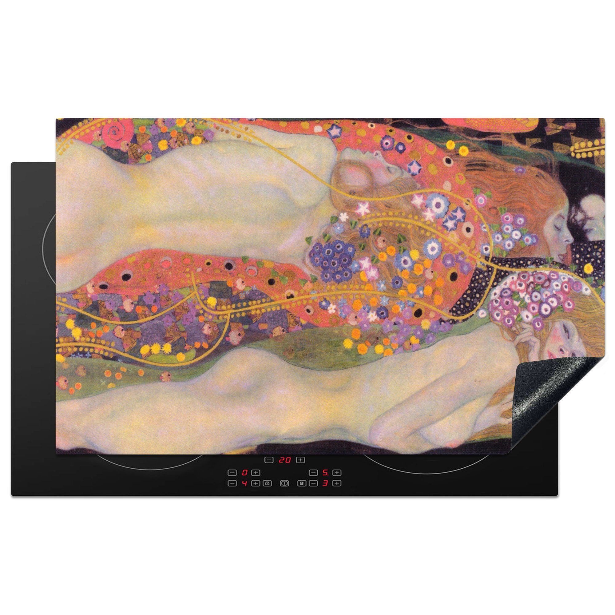 MuchoWow Herdblende-/Abdeckplatte Wasserschlangen II - Gemälde von Gustav Klimt, Vinyl, (1 tlg), 83x51 cm, Ceranfeldabdeckung, Arbeitsplatte für küche