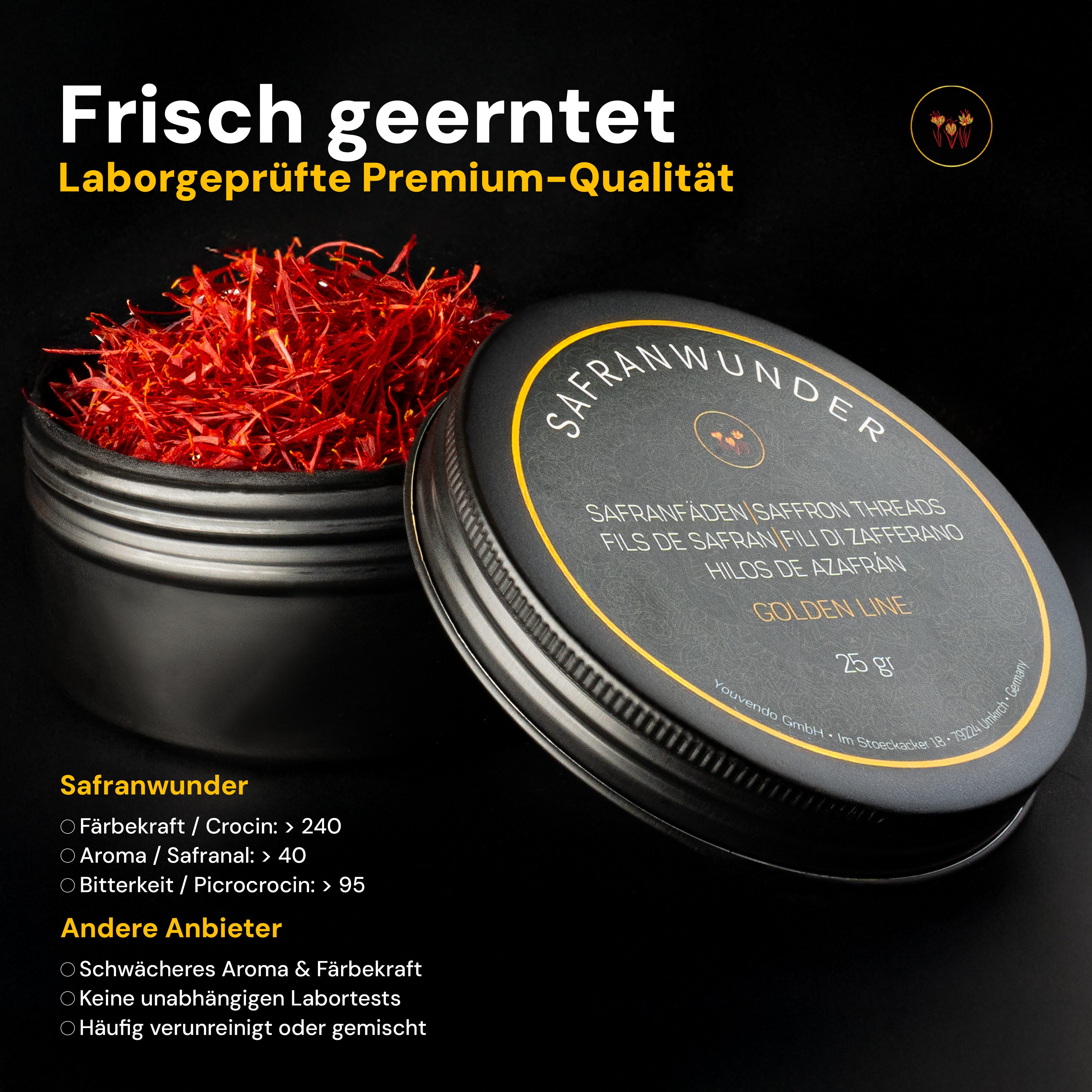 Safranwunder Gewürz Premium Safranfäden Klasse 1 (Super Negin)