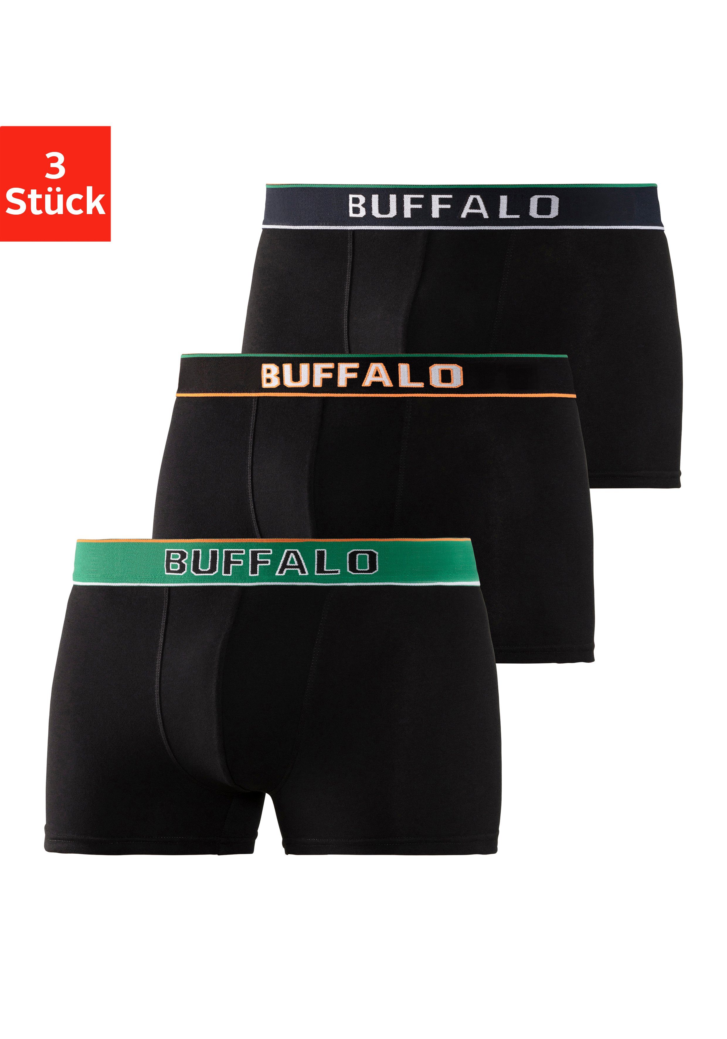 Buffalo Boxer (Packung, 3-St) Webbund im College Design schwarz-navy, schwarz, schwarz-grün