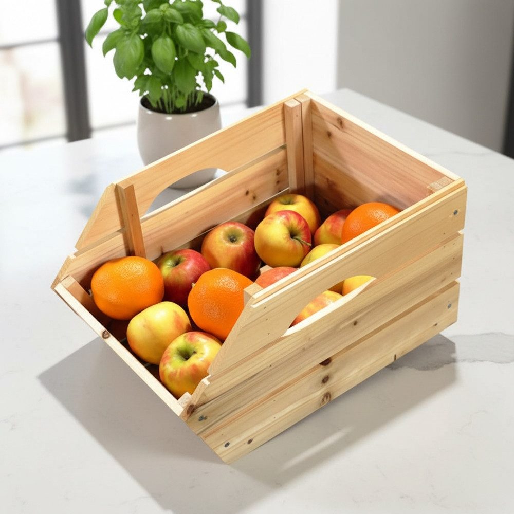 Mucola Holzkiste Obstkiste mit Griffen Apfelkisten Holzkisten Weinkisten Kartoffelkiste (Stück, 1 St)