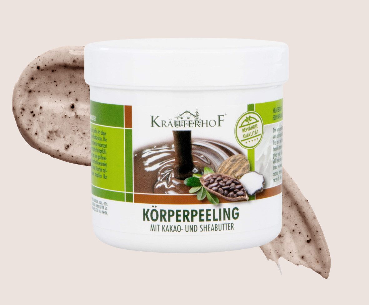 Kräuterhof Körperpeeling KräuterhoF mit Kakao- und Sheabutter 400 g, 1-tlg., Sanfte Peelingpartikel, unterstützt die Regeneration
