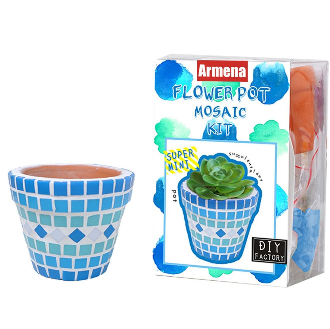 Armena Kreativset Blumentopf Mosaik Bastelset mit terracotta topf 5 cm Höhe 4 cm