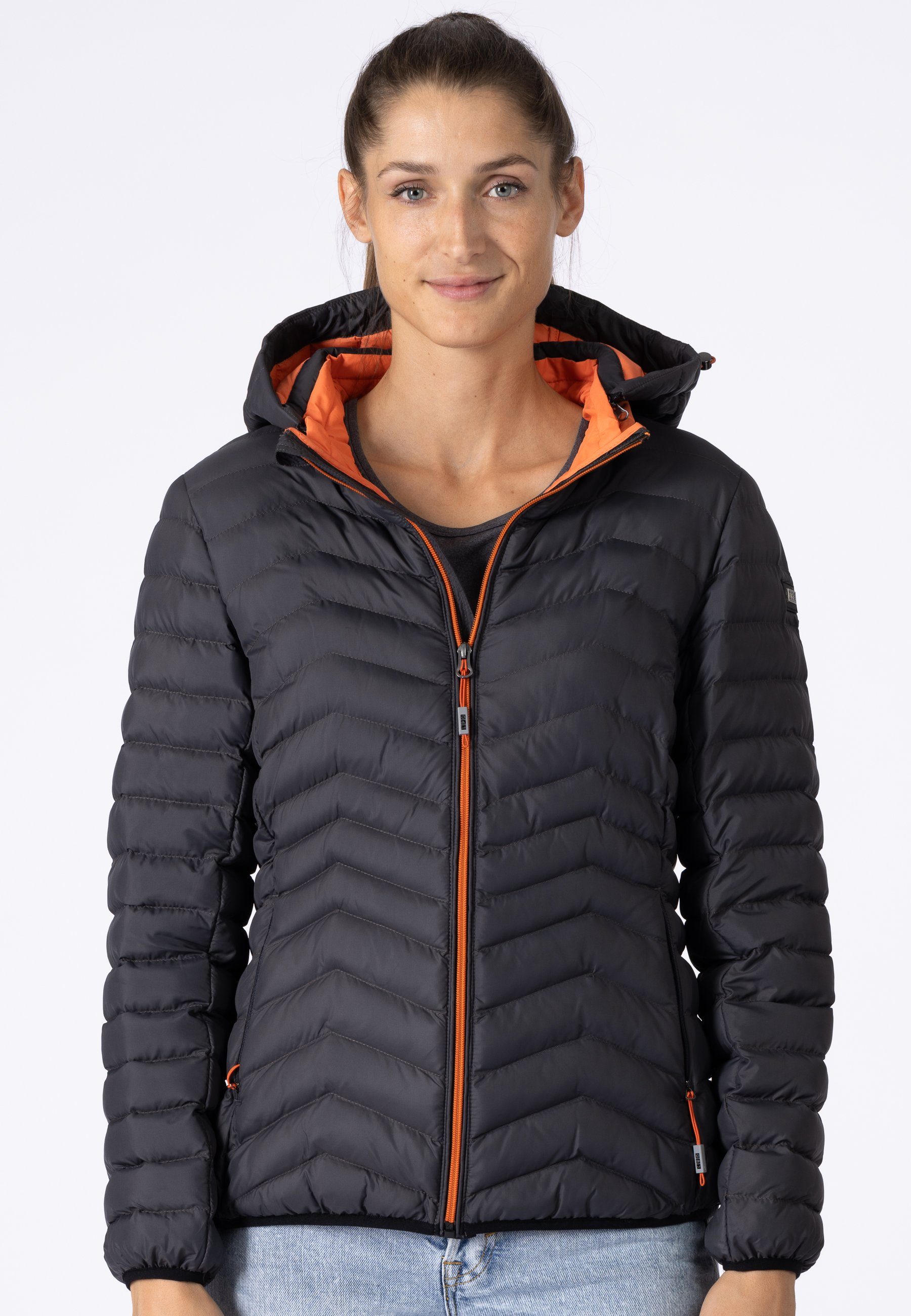 Größen Women SERAFINE Outdoorjacke mit auch Funktionsjacke, DEPROC CS in Kapuze, Steppjacke asphalt Großen Active