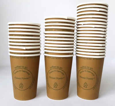 Blue Planet Coffee-to-go-Becher »300 ml Flower Power«, Papier, 200x Premium BioPLA Kaffeebecher Papierbecher, biologisch abbaubar