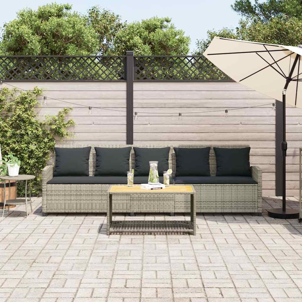 vidaXL Gartenlounge-Set Gartensofa 5-Sitzer mit Kissen Hellgrau Poly Rattan, (1-tlg) – Bild 3 von 5