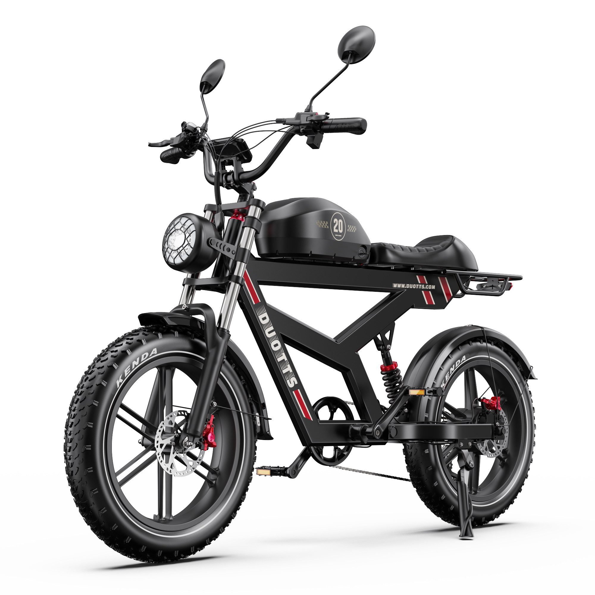 Vankel E-Bike Cityrad F20 250W Motor 48V/27Ah Akku 140 km Reichweite 20×4.0 Zoll Reifen, 7 Gang Shimano, Kettenschaltung, Heckmotor, 1296 Wh, (mit abnehmbarem Akku, mit Akku-Ladegerät), Zoom 180 mm Bremsen, LCD mit GPS, 7 Gänge, 150 kg Traglast