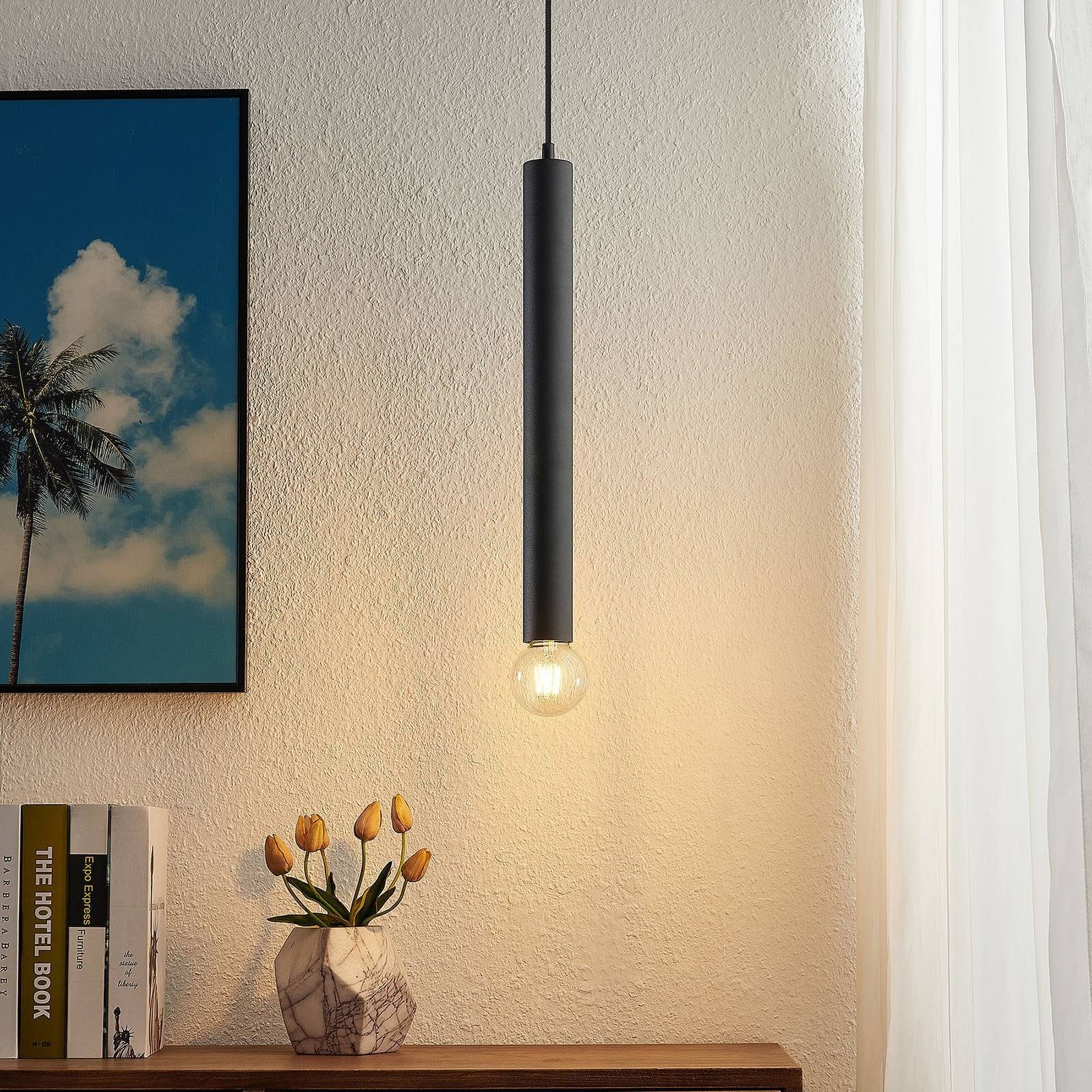 Lindby Hängeleuchte Tamilio, dimmbar, Leuchtmittel nicht inklusive, Modern,  Eisen, Schwarz, 1 flammig, E27, Deckenlampe, Esstischlampe