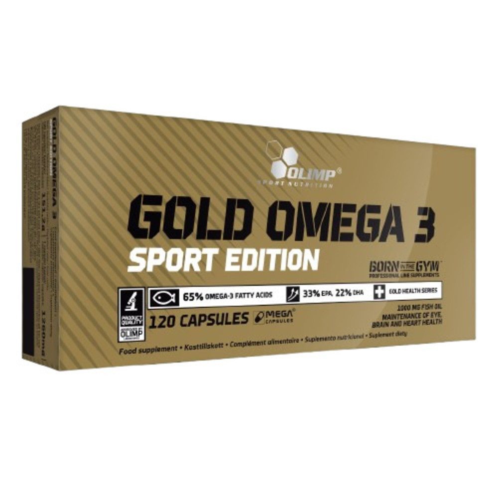 Olimp Sport Nutrition Olimp Gold Omega 3 Sport Edition 120 Kapseln Fischöl Kapseln, 151 g, Große Menge an Omega-3-Fettsäuren, u.a. EPA- und DHA-Säuren