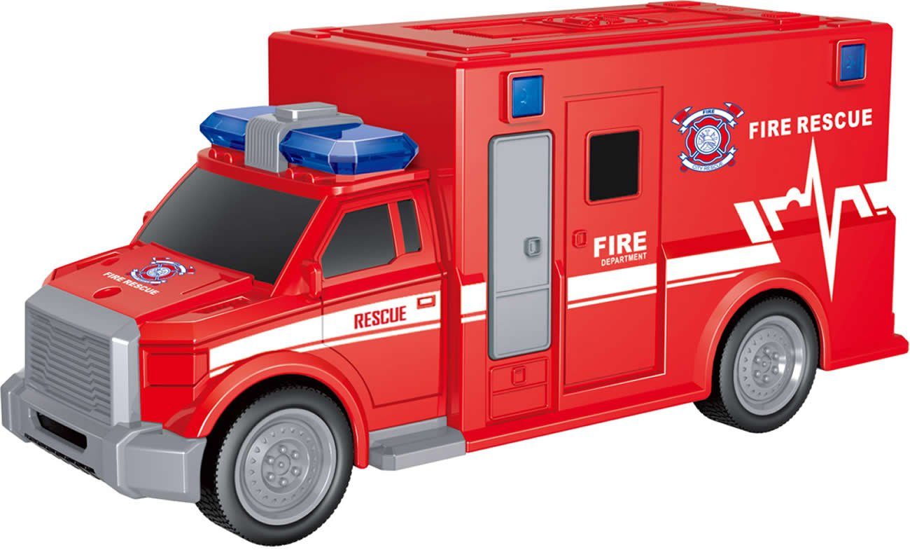 Diakakis Spielzeug-Feuerwehr Fahrzeug Auto City Rescue mit Licht/Soundeffekt