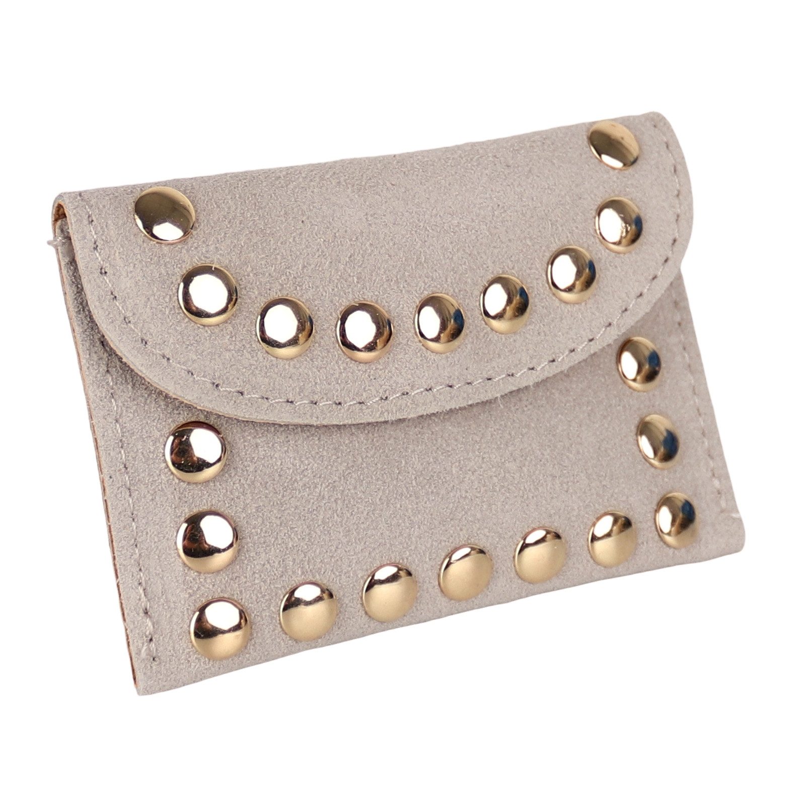 MIRROSI Mini Geldbörse Damen kleines Portemonnaie mit goldfarbenen Nieten, Made in Italy (ca. 10x7x1cm), viele tolle Trendfarben zur Auswahl, leicht
