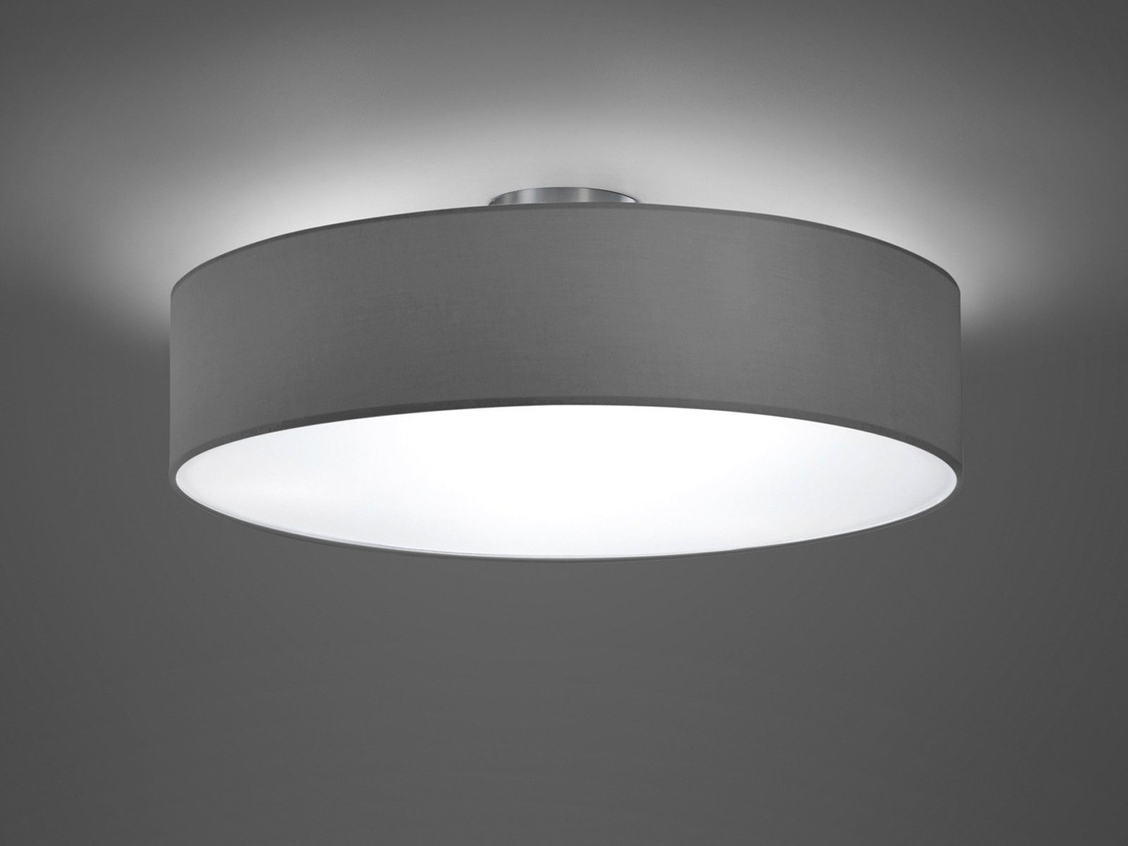 TRIO Leuchten LED Deckenleuchte mit Stoffschirm & Blendschutz Ø 50cm, LED wechselbar, Warmweiß, große Designklassiker Deckenlampe Stoff Lampenschirm & Leuchtmittel