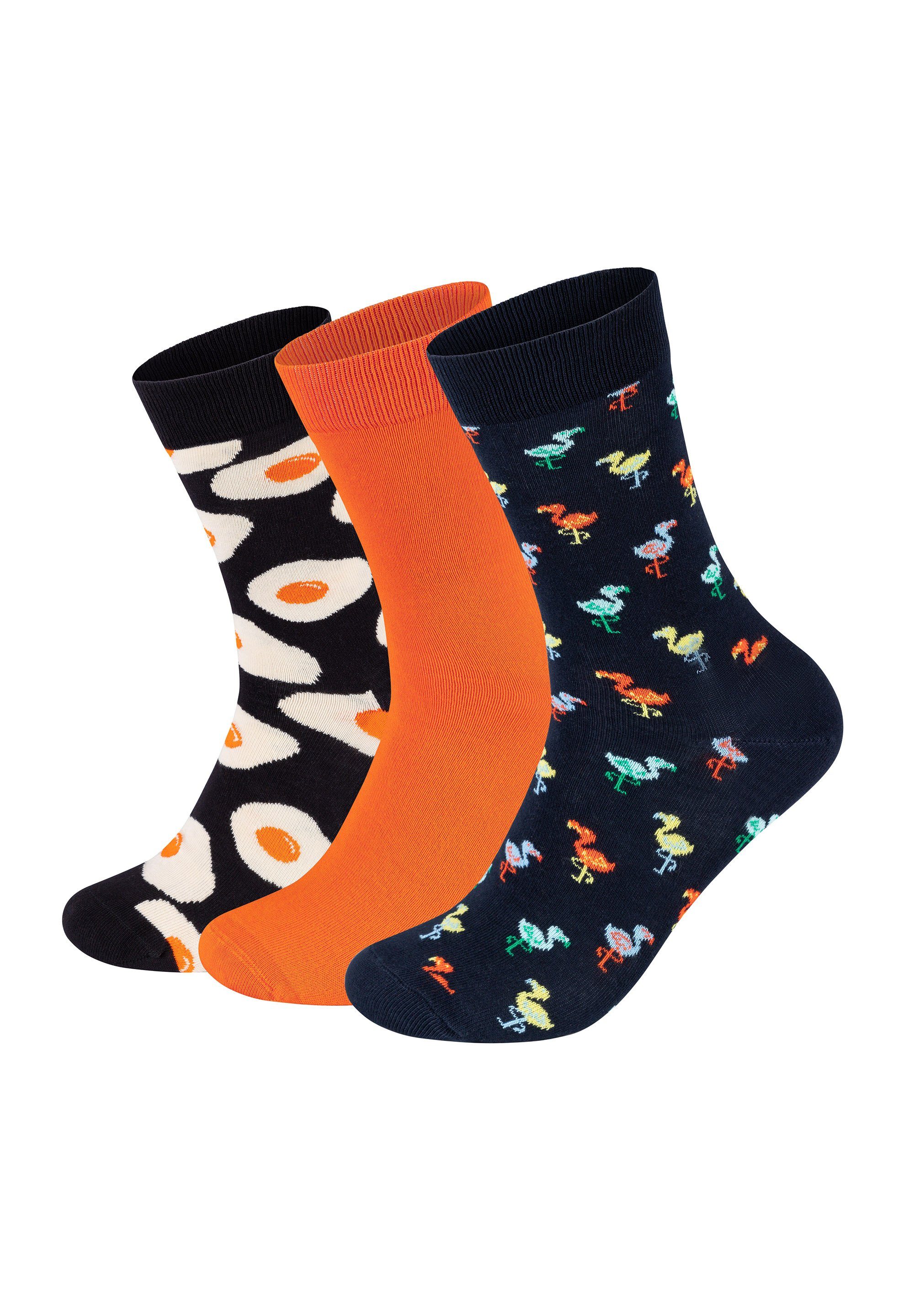 Happy Socks Basicsocken 3-Pack Sunny Side Up-Solid-Flamingo Socks Aus weicher Baumwolle
