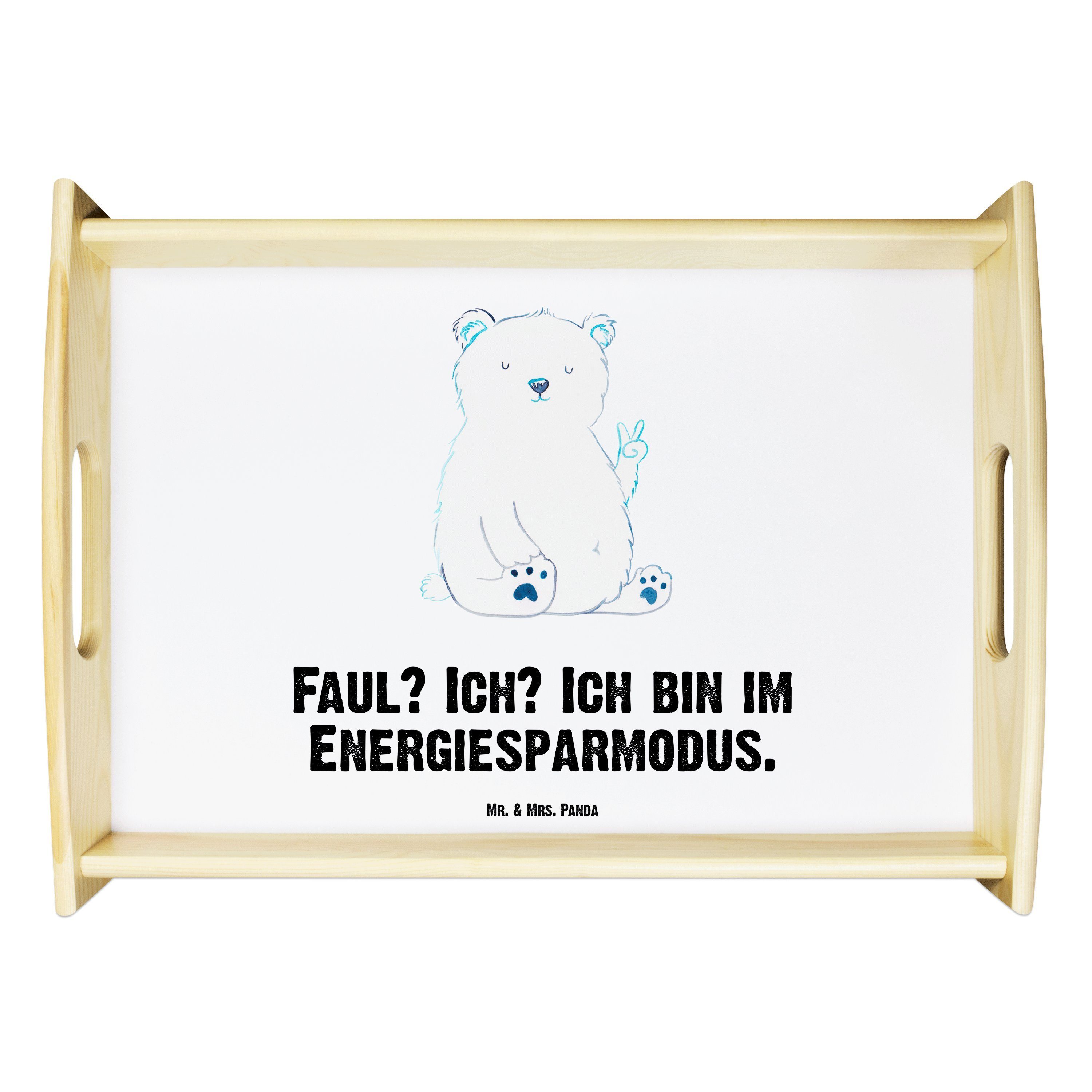Echtholz Geschenk, Mr. lasiert, Tablett Eisbär - & Mrs. Teddybär, Frühstückstable, Panda Weiß (1-tlg) Holztablett, - Faul