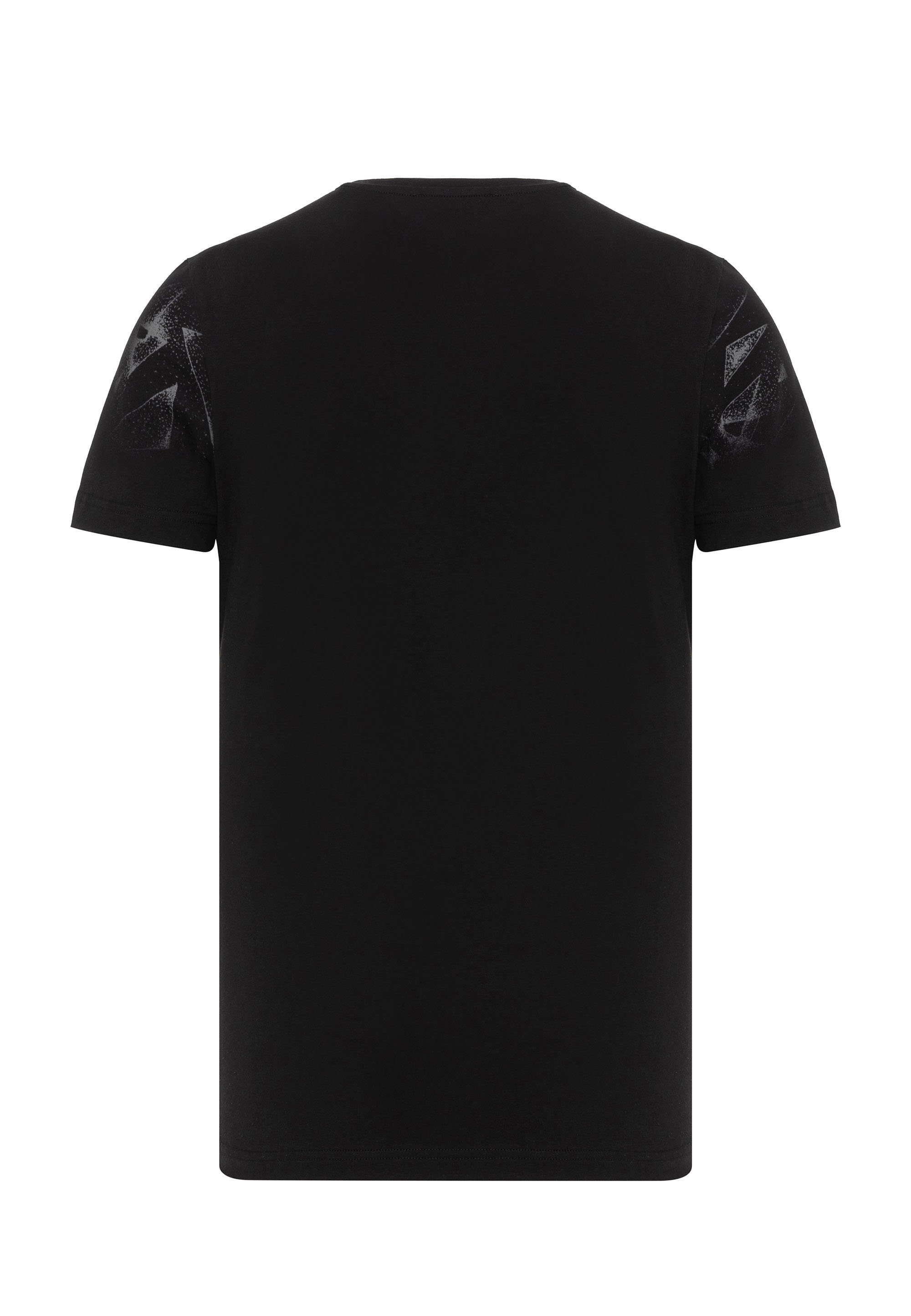 Cipo & in schwarz coolem Baxx T-Shirt Brustprint