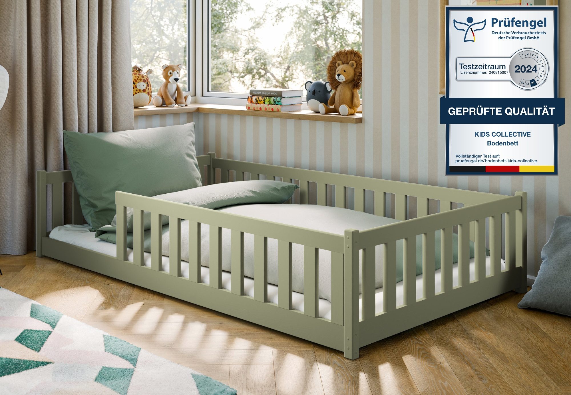 Kids Collective Kinderbett Bodenbett Bett mit Rausfallschutz & Lattenrost M günstig online kaufen