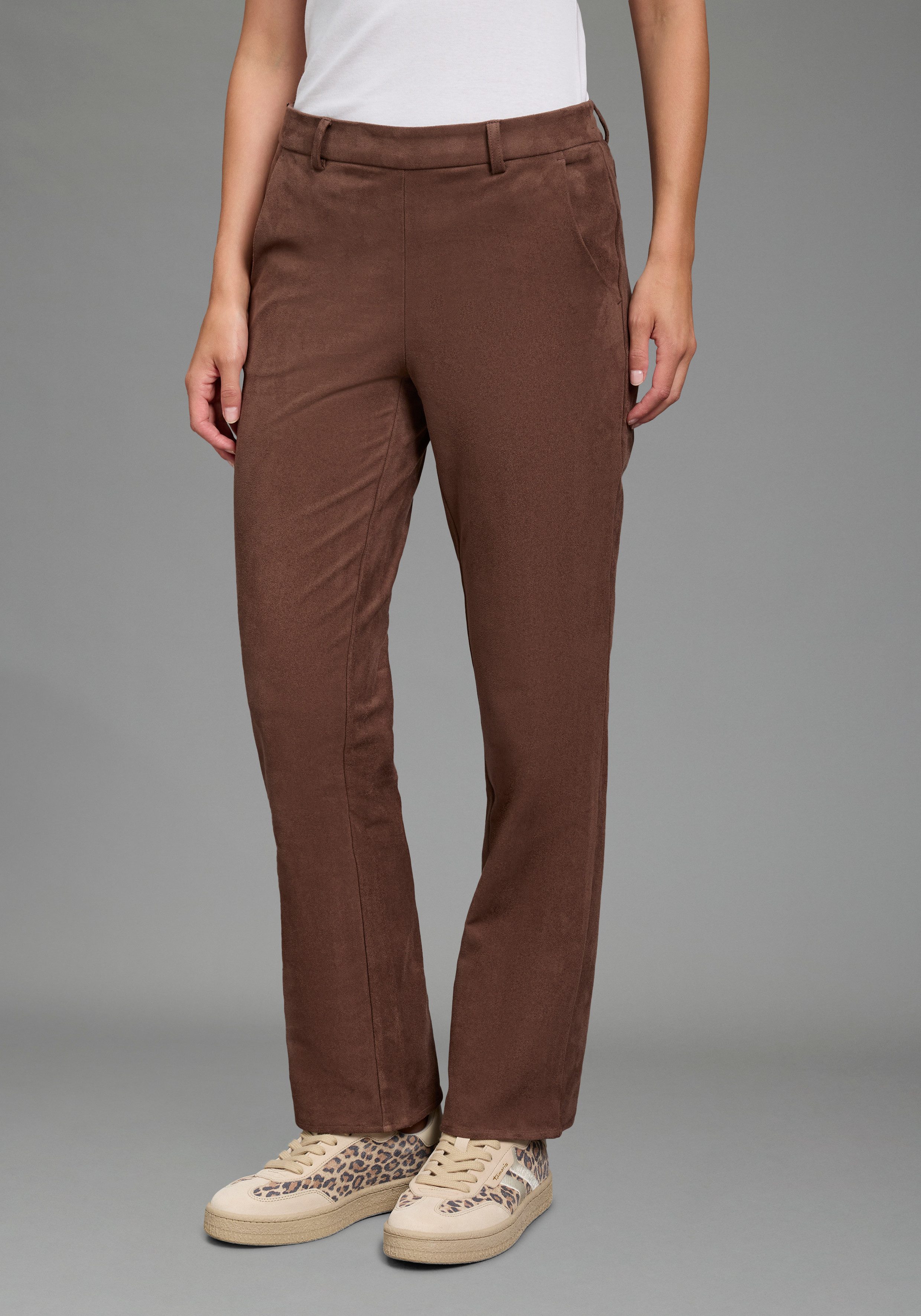 Laura Scott Lederimitathose Bootcut-Passform, normale Leibhöhe, femininer Stil