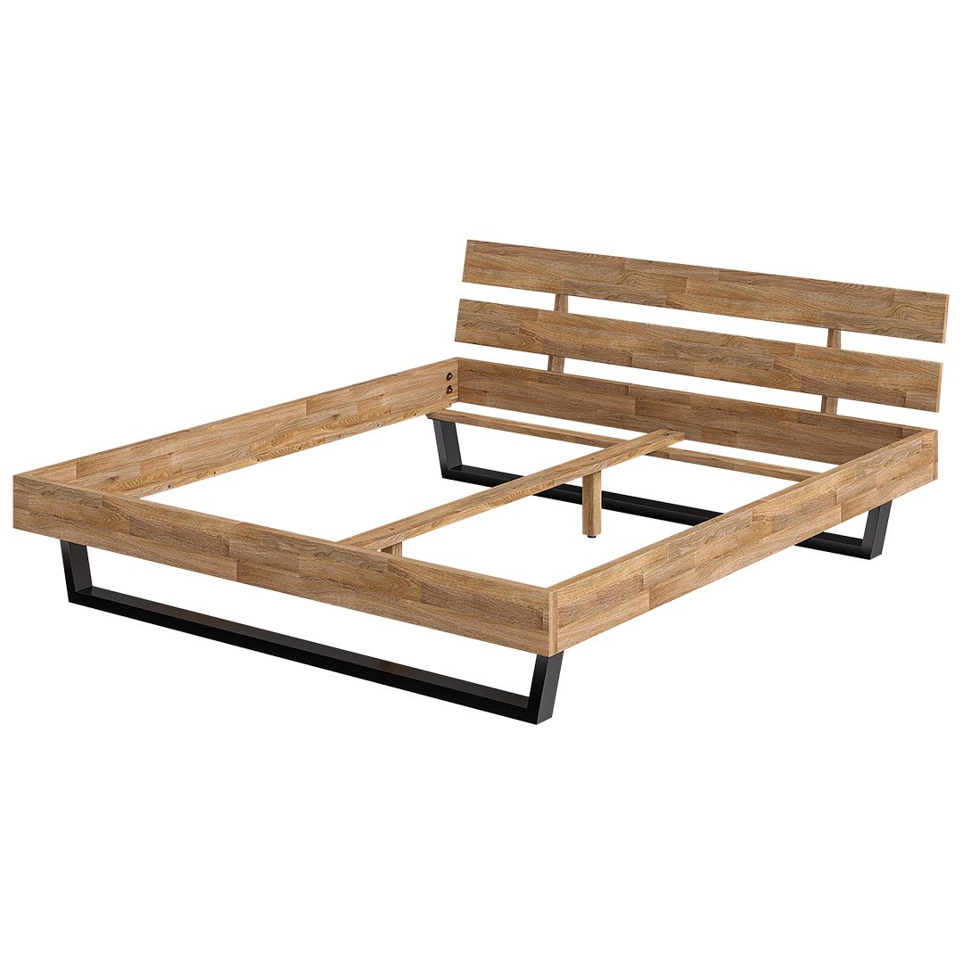 skølm Massivholzbett Alver, natur geölt mit Metallkufen, verfügbar in 120/1 günstig online kaufen