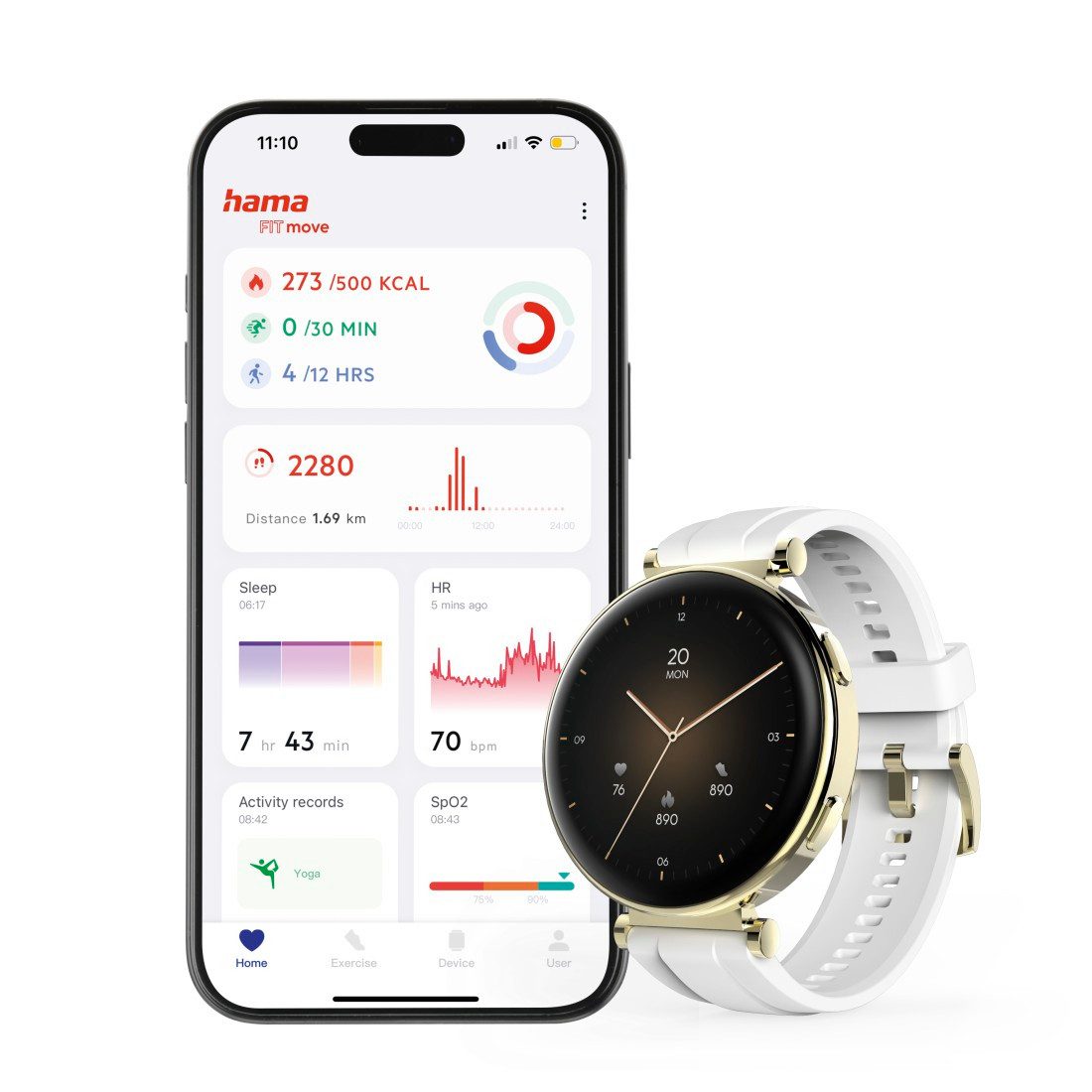 Hama Smartwatch rund 1,32“ (Fitness, Telefonfunktion, Puls, wasserdicht) Smartwatch (1,32 Zoll)