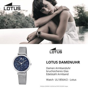 Lotus Quarzuhr Lotus Damenarmbanduhr Swarovski Elements, Damen Armbanduhr rund, Edelstahlarmband silber
