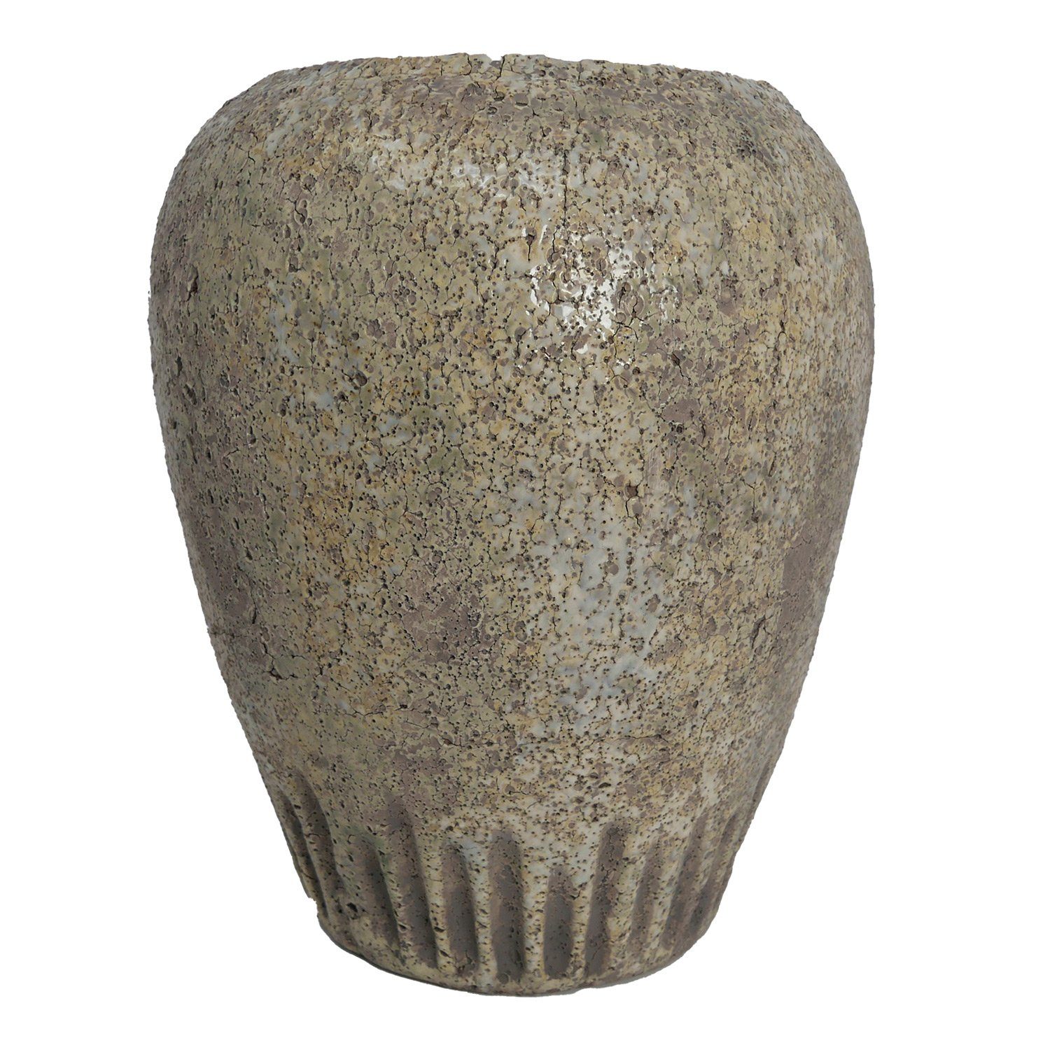 B&S Pflanzkübel Blumenkübel Keramik Vase Amphore Antik Shabby Steinoptik H 23 cm Rund