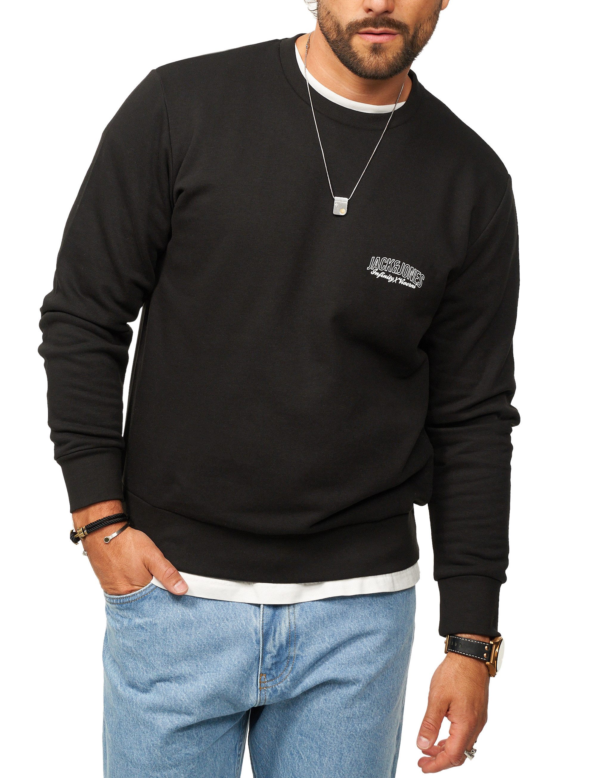 Jack & Jones Sweatshirt Rundhalspullover als Crew Neck im Regular Fit Herren Pullover mit Logopatch