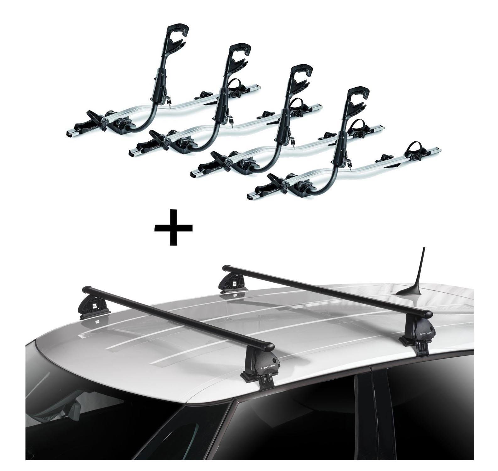 VDP Dachträger, 1x VDP Fahrradträger Dachfahrradträger + Dachträger VDP EVO Stahl kompatibel mit Opel Corsa F 5 Türer ab 2019