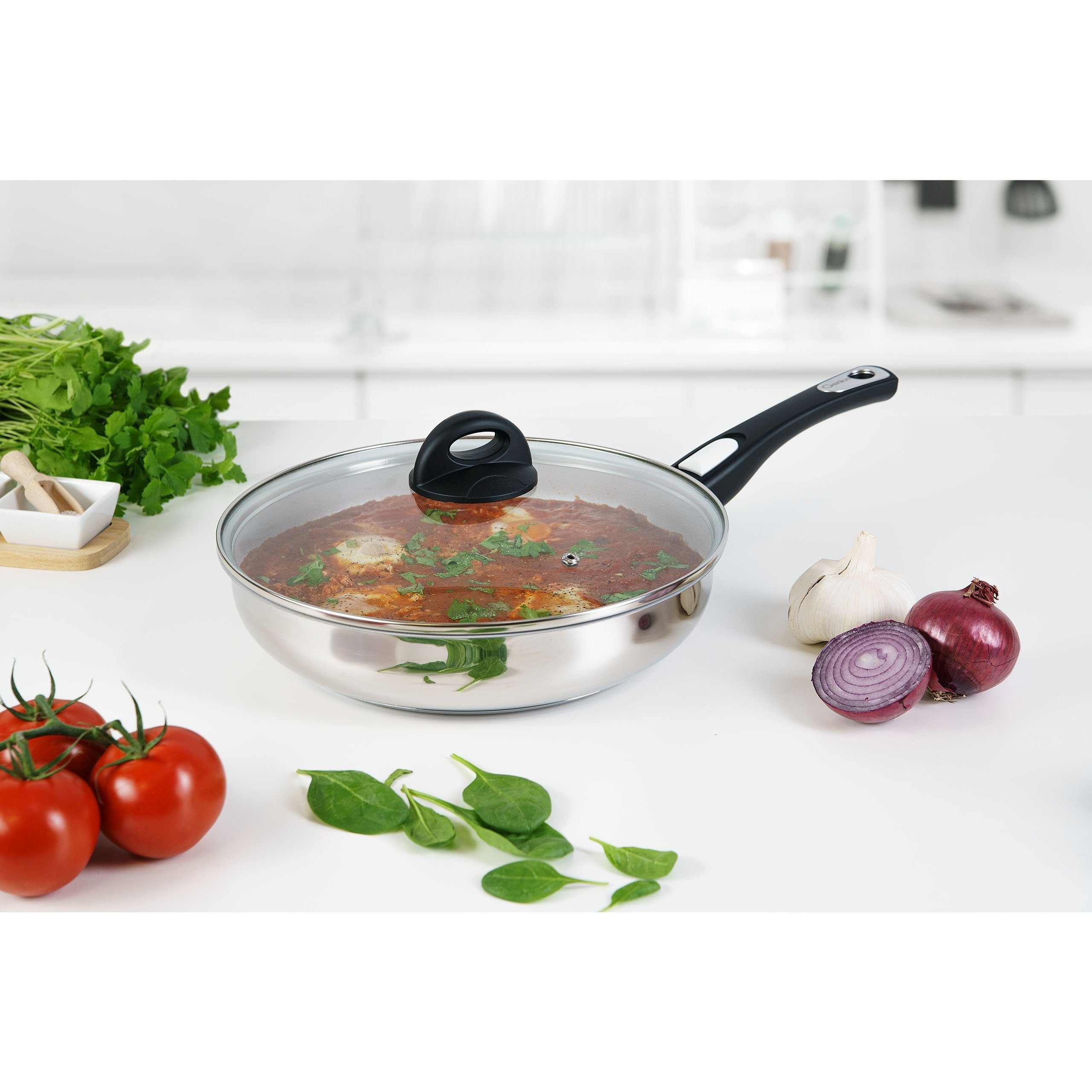 Genius Pfannen-Set Pfannen Bratpfannen Pfannenset Induktion Genius Cerafit Steel 7-tlg., Aluminium, Edelstahl, Glas