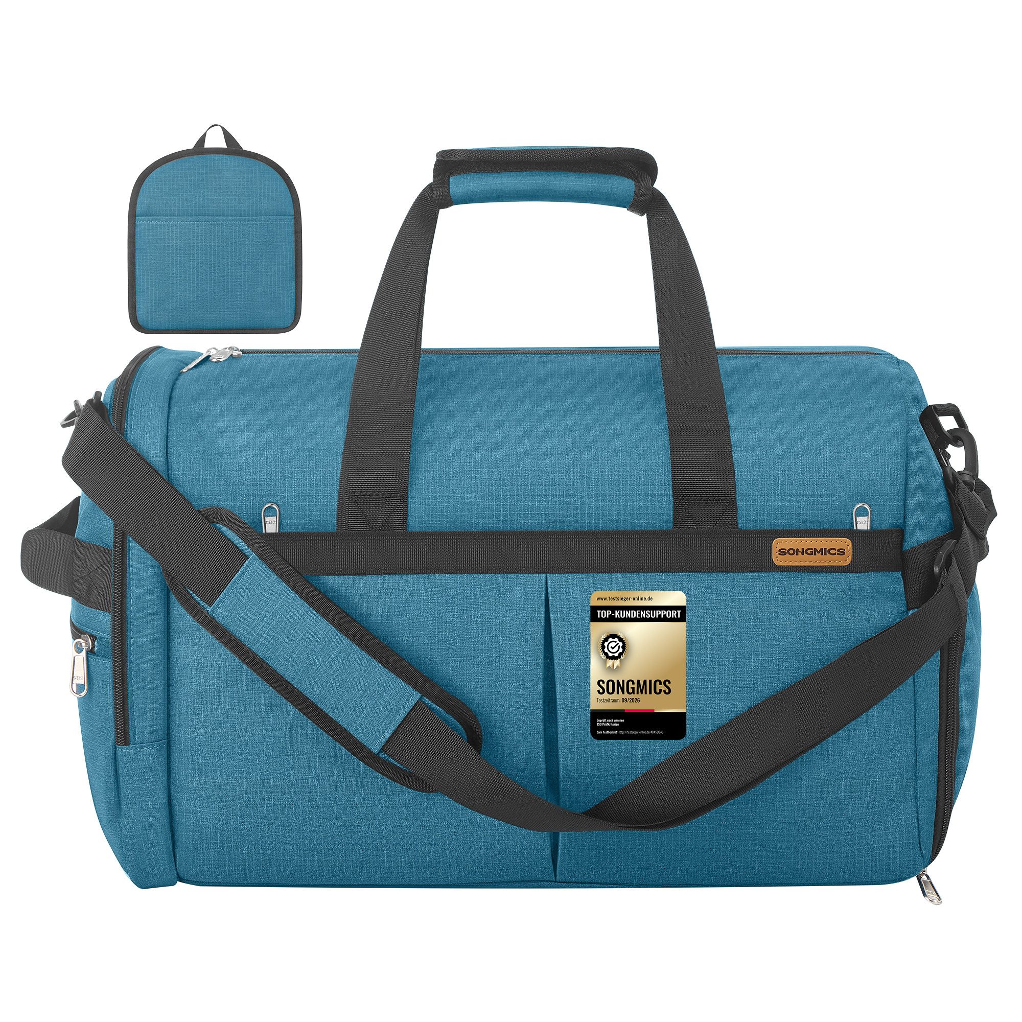 SONGMICS Reisetasche Reisetasche mit Schuhfach & Nassfach, Faltbare Sporttasche Weekender, 50 L, 55 x 35 x 25 cm, Blau – Bild 2 von 5