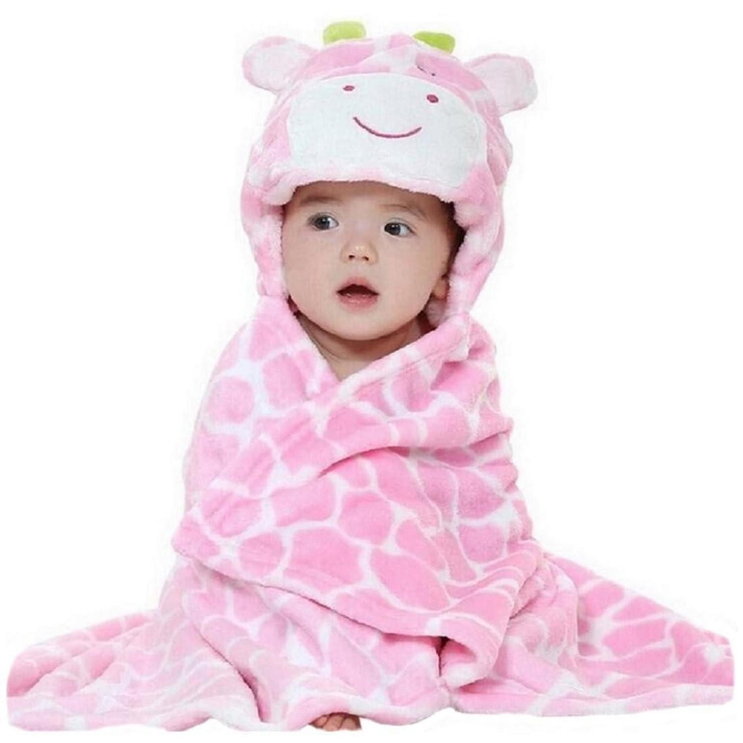 LuxusKollektion Kapuzenhandtuch Baby Kapuzen Badetuch Rosa Giraffe, (1-St)