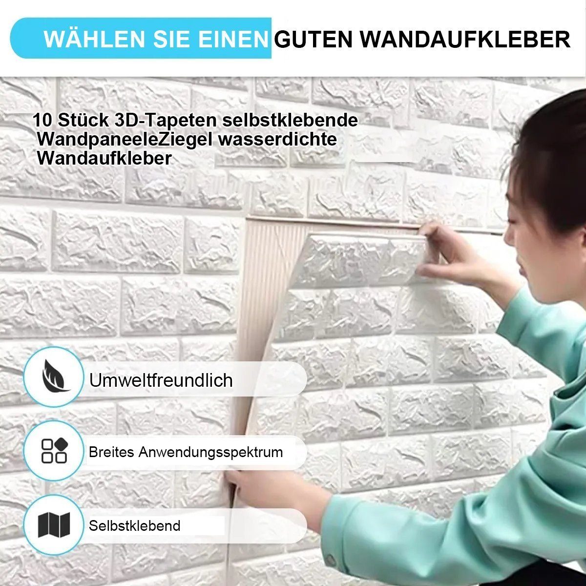 35x38 DOPWii cm stück Wandtattoo 3D-Tapete,10/12 Wandpaneele Weiß selbstklebende