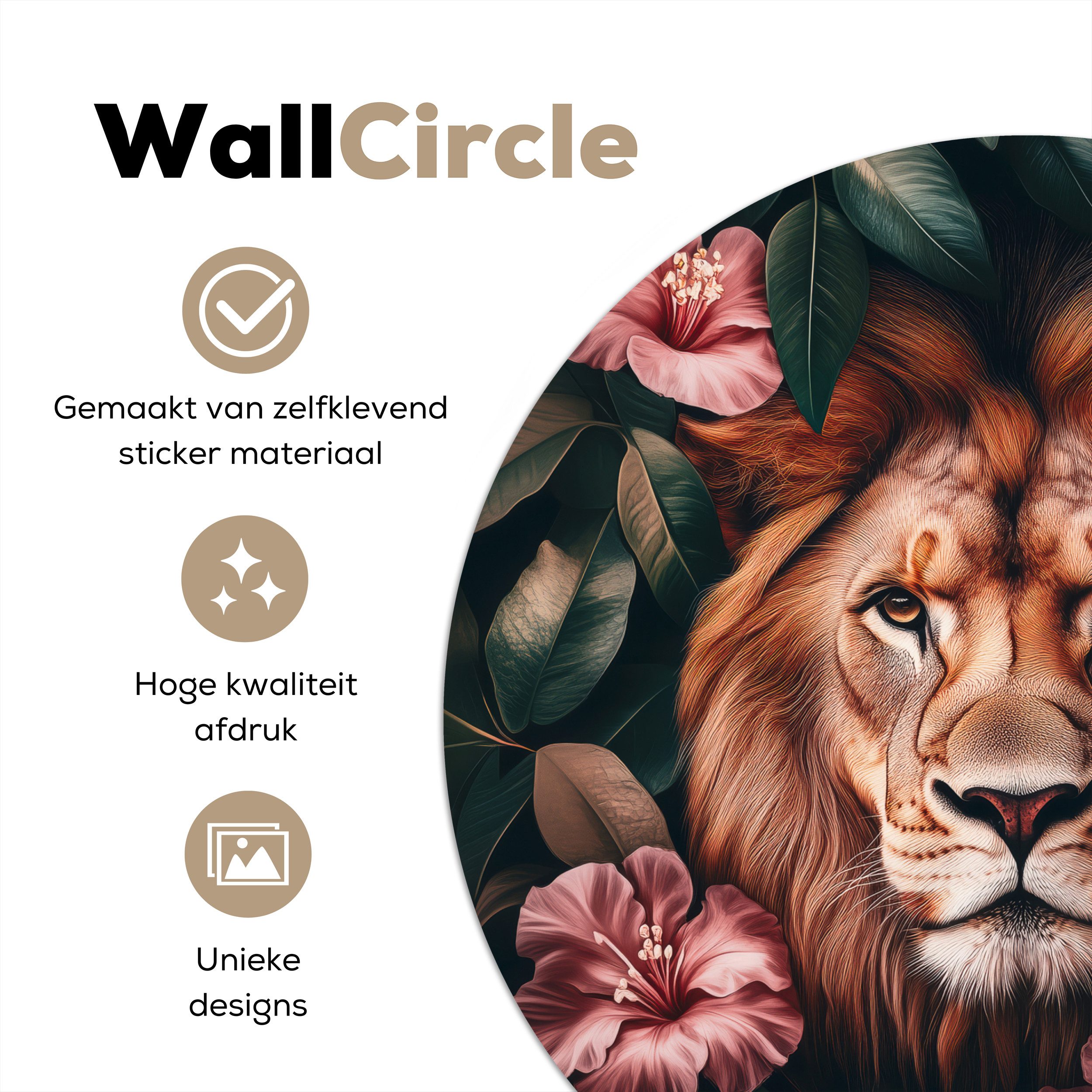 MuchoWow Wandsticker Löwe - Rosa Blumen günstig online kaufen