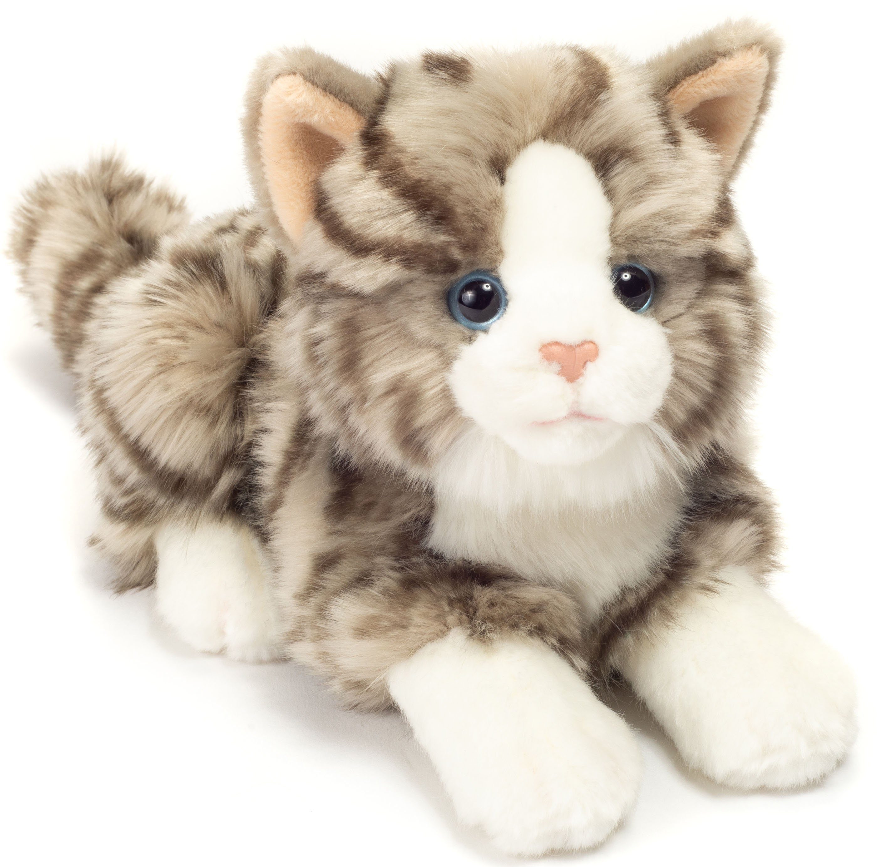 Teddy Hermann® Kuscheltier Katze liegend, 20 cm, zum Teil aus recyceltem Material