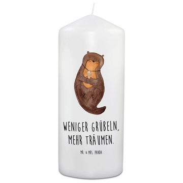 Mr. & Mrs. Panda Formkerze 19 x 8 cm Otter Muschel - Weiß - Geschenk, Taufgeschenk Kerze, Otterl (1-tlg), Stimmungsvoll