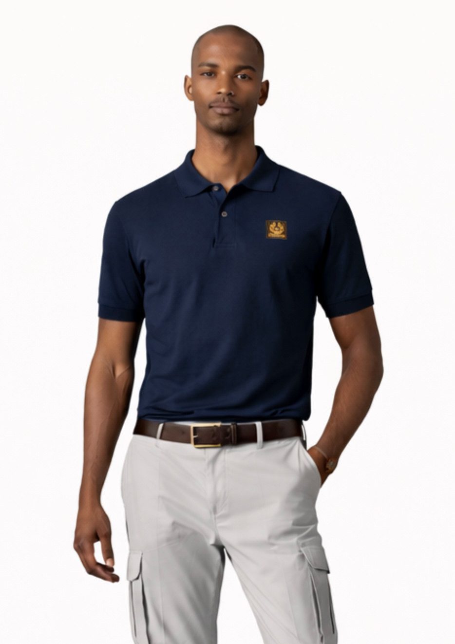 Belstaff Poloshirt Herren Retro Patch Regular Comfort Fit Baumwollpiqué Gestickter Phönix-Aufnäher, Rippkragen und bündchen