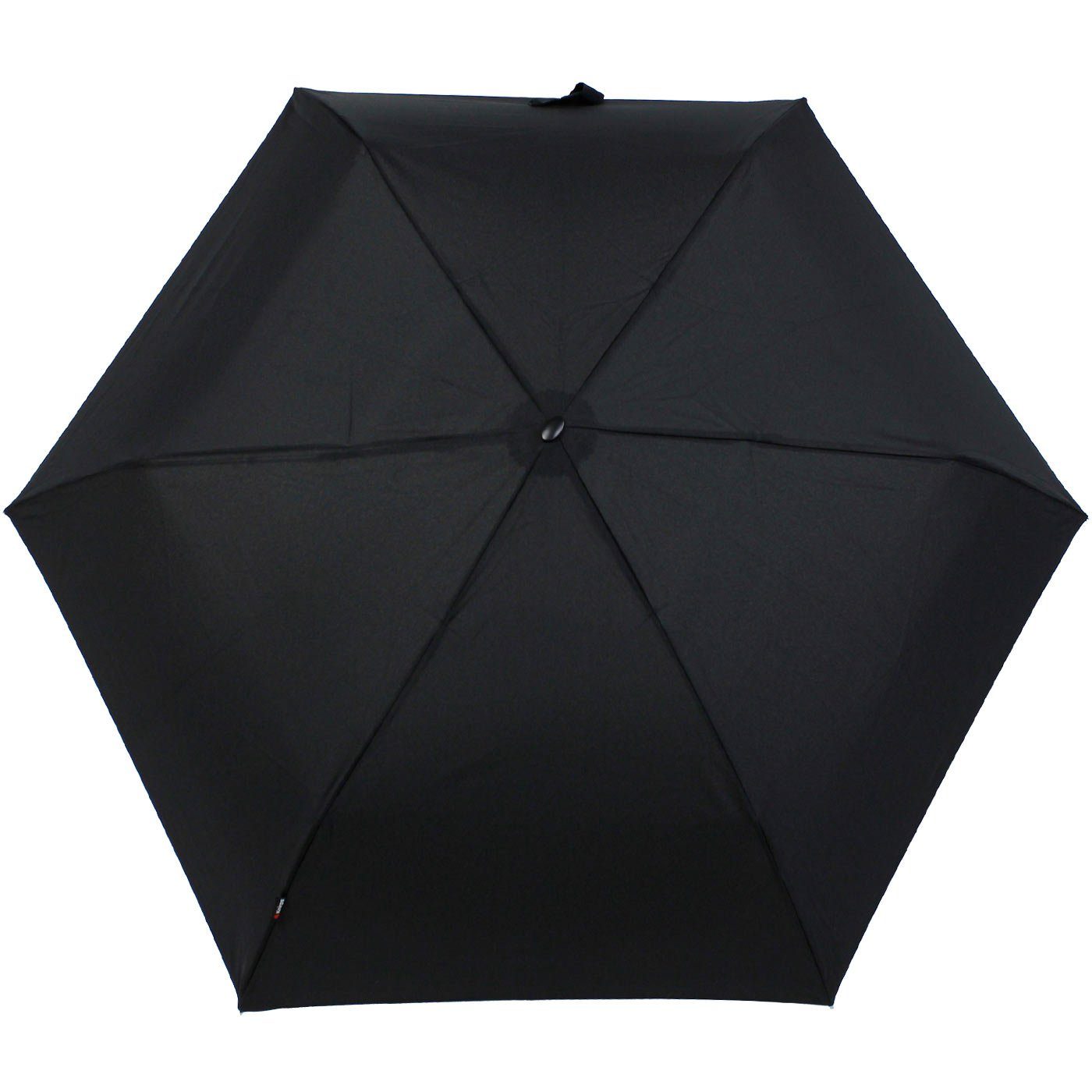 ein Begleiter, Schirm, jeden passend Knirps® Taschenregenschirm für treuer jede schwarz Tasche, für Notfall stabiler flacher,