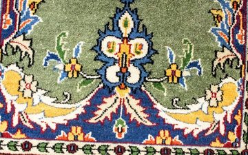 Wollteppich Isfahan Teppich handgeknüpft grün, morgenland, rechteckig, Höhe: 6 mm, handgeknüpft