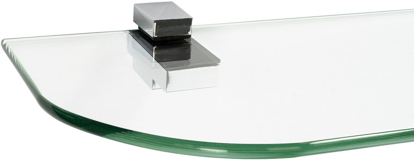 ib style Wandregal Glasregal 6mm klar 90 x 15 cm + Clip KUBI Verchromt, Glasboden aus ESG-Sicherheitsglas - Wandregal