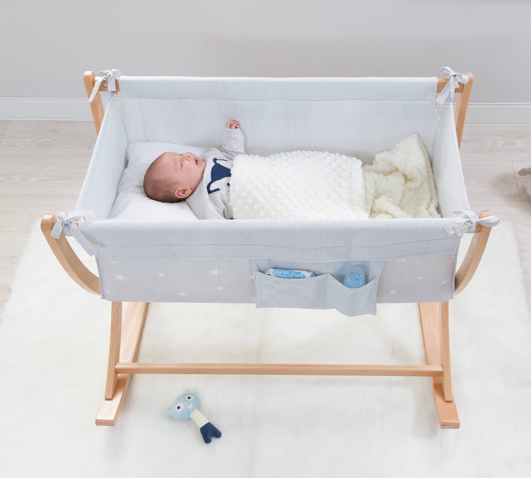 Möbel-Zeit Stubenwagen Stubenbett, Stubenwagen, Schaukelwiege, Babywiege Folding, Holzrahmen kann zusammengeklappt werden