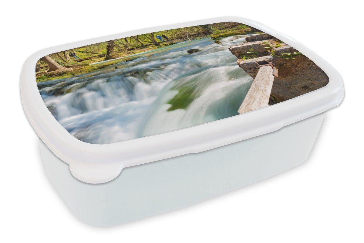 MuchoWow Lunchbox Die wilden Wasserfälle des Nationalparks Krka, Kunststoff, (2-tlg), Brotbox für Kinder und Erwachsene, Brotdose, für Jungs und Mädchen weiß