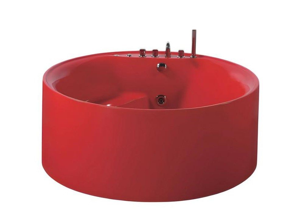 Xlmoebel Whirlpool-Badewanne XLMOEBEL Whirlpool Hydromassagewanne in Rot, Acryl, freistehend, Made in Europa