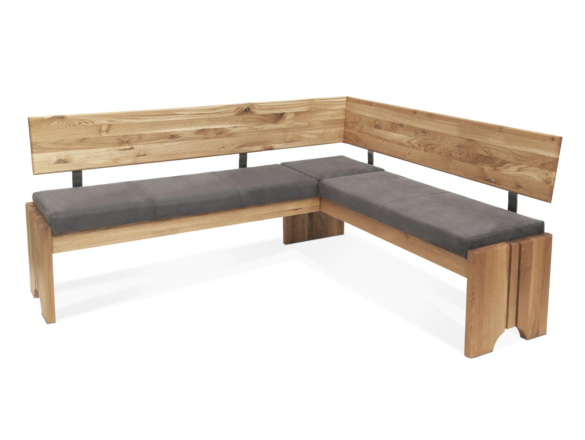 Moebel-Eins Eckbank, BERGAMO Eckbank mit Truhe aus Eiche, Material Massivholz/Bezug Mikrofaser