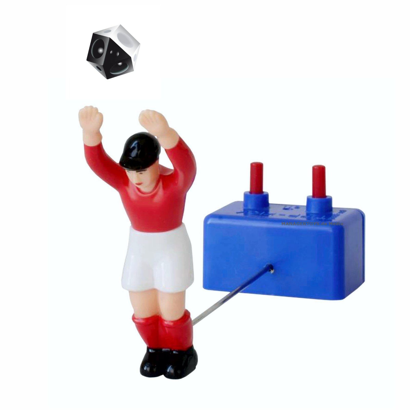 Tischfußballspiel Keeper rot Torwart Goalkeeper Keeper Torhüter Toni mit Ball Tip Kick