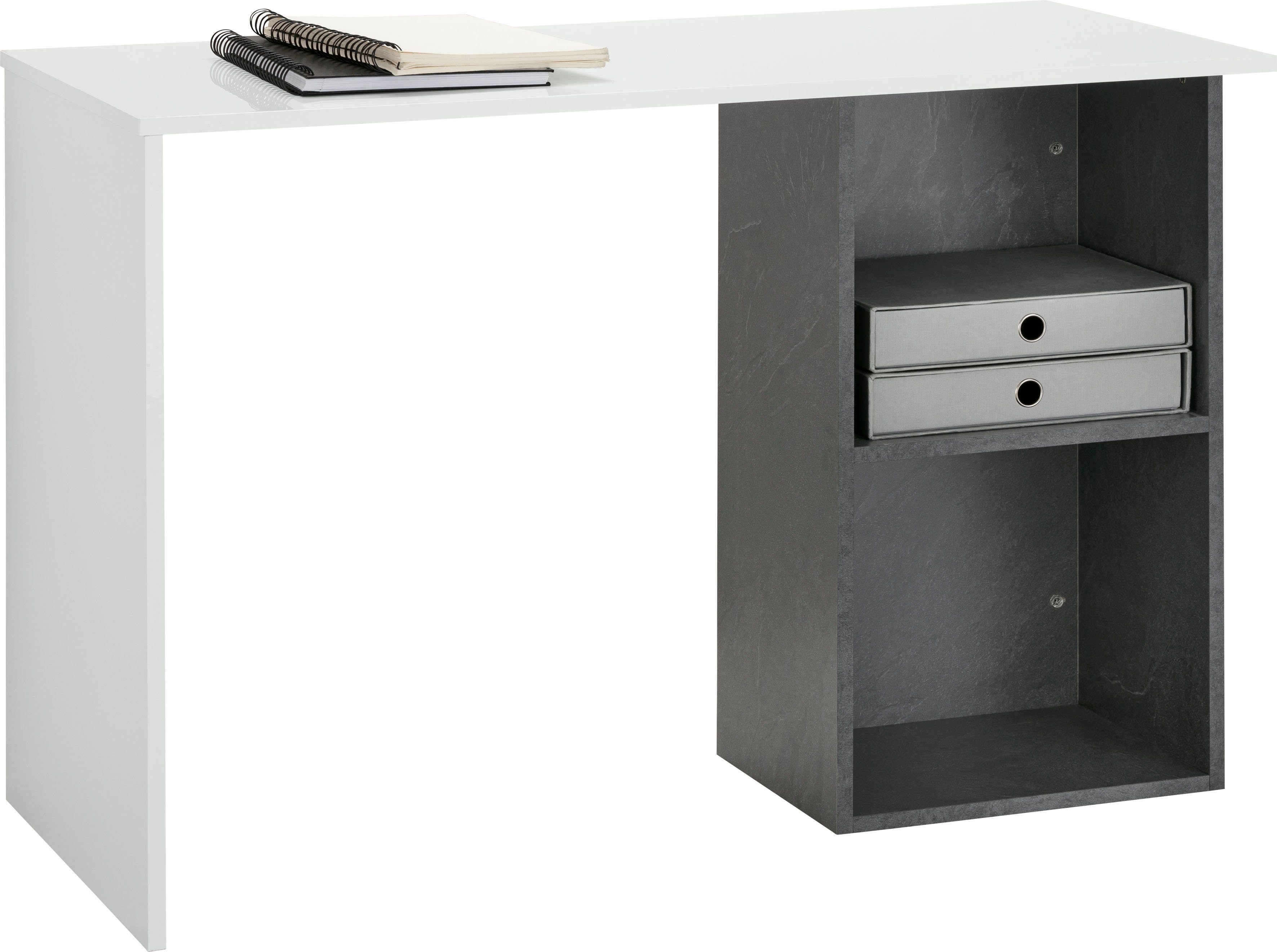 Tecnos Schreibtisch Conti, Breite 110 cm weiß Hochglanz/schiefer