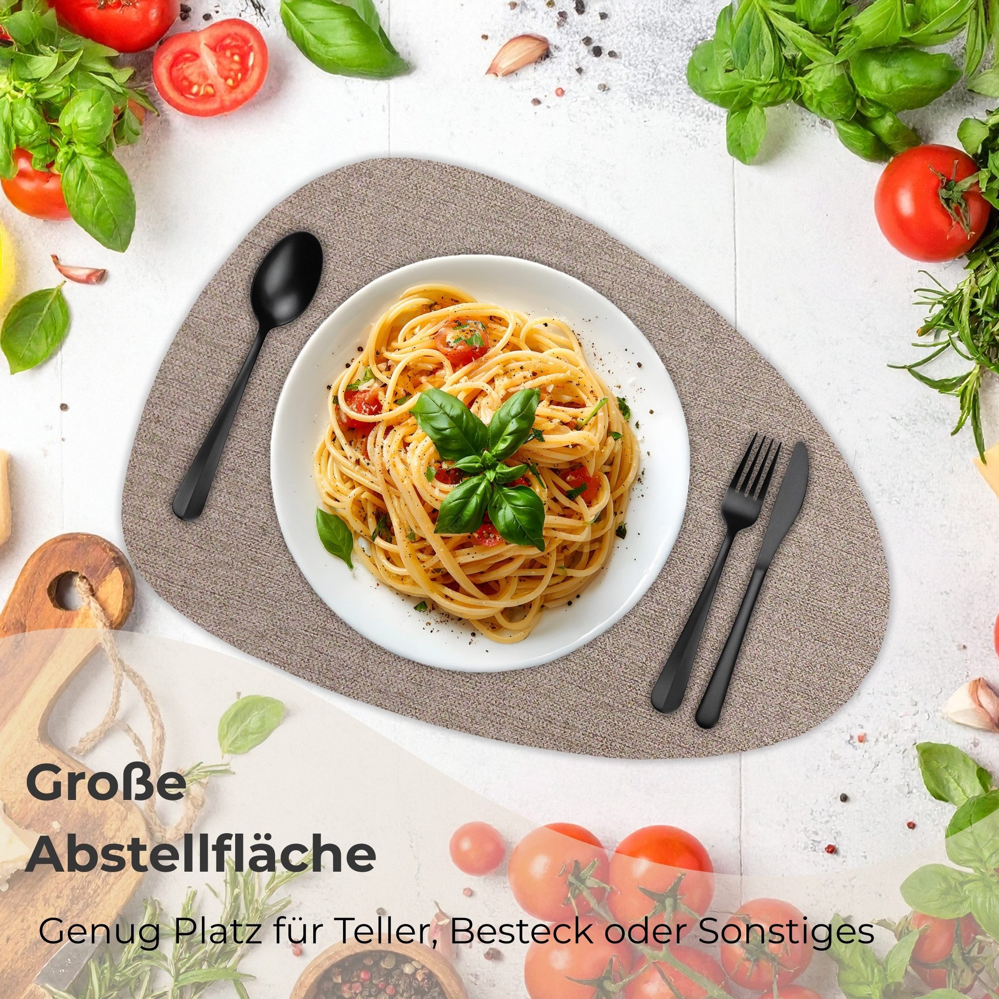 matches21 HOME & HOBBY Platzset Tischsets mit Glasuntersetzer 6er Set Braun Leinen Stoff-Optik, (6-St), Abwaschbare hitzebeständige PVC Platzsets – Bild 4 von 5