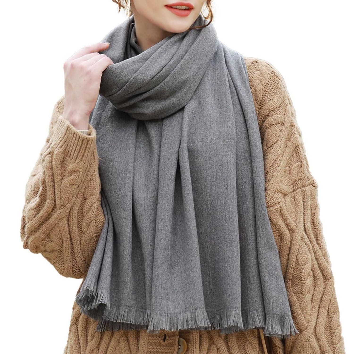 LuxusKollektion XXL-Schal Schal Damen Winter 70x190 cm Grau, (1-St)