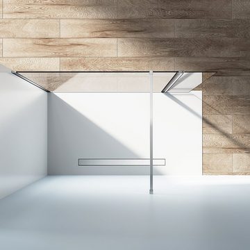 SONNI Duschwand Walk-In Duschwand mit schwenkbare Seitenwand, 70cm-120cm, Einscheibensicherheitsglas (ESG) mit Nano Beschichtung, mit Nano Beschichtung, mit Verstellbereich, Höhe 200cm