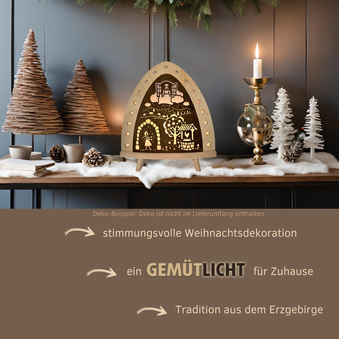 Weigla LED Dekolicht Frau Holle, BxHxT: 30x32x6 cm, LED wechselbar, Weihnachtsdeko aus dem Erzgebirge, Holz Buche