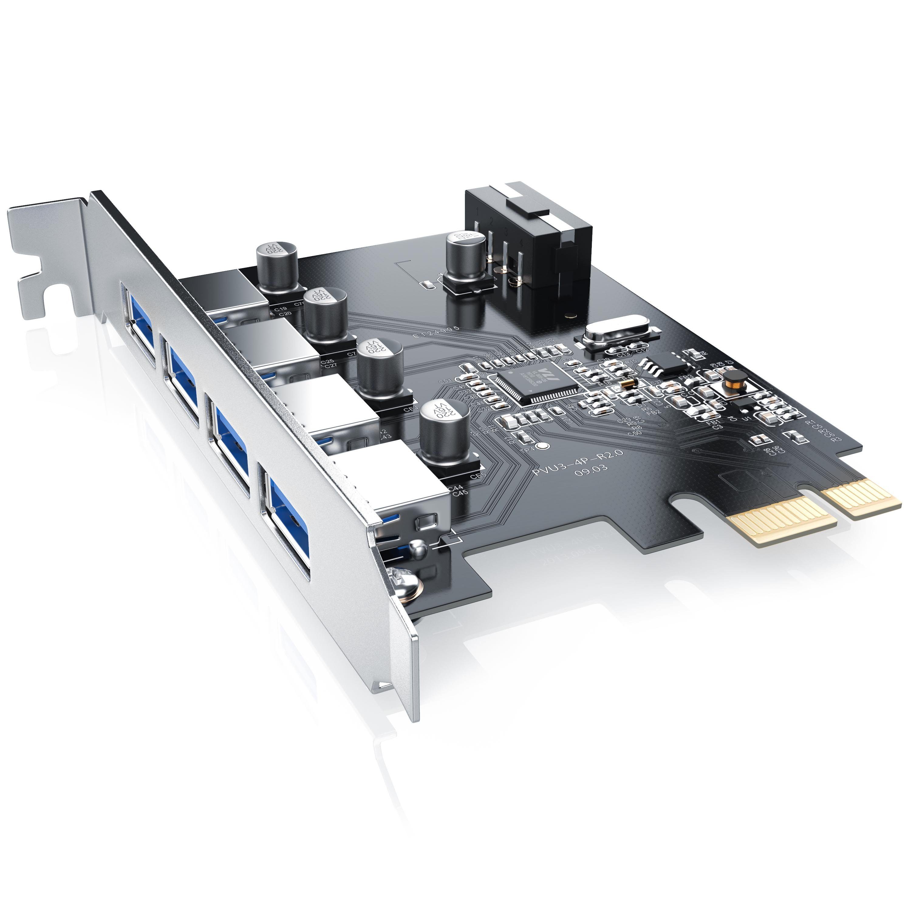 CSL USBAdapter, 4 Port USB 3.0 PCI Express Controllerkarte 4 externe
